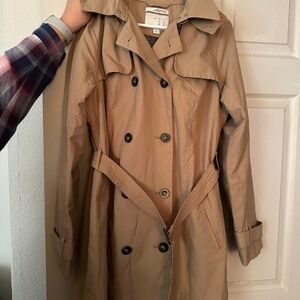 a.n.a Tan Double-Breasted Trench Coat